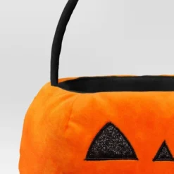 Halloween Pumpkin Round Polyester Trick Or Treat Decorative Bling Basket - Hyde And EEK! Boutique™ -Hyde and EEK Shop GUEST 1e528717 709a 47cf a146 cc5b48552680