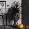 17" Textured Pumpkin Urn Spider Style Halloween Decorative Prop Gray - Hyde And EEK! Boutique™