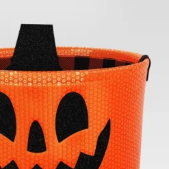 7.5" Sequin Pumpkin Trick Or Treat Fabric Basket Orange/Black - Hyde And EEK! Boutique™ -Hyde and EEK Shop GUEST 3a77cf76 1805 4f0d a6bd 1efb86e234d3