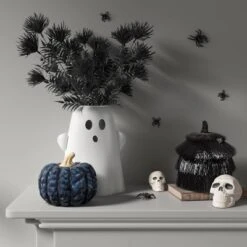 13.75" Large Metal Ghost Planter Halloween Decorative Prop White - Hyde And EEK! Boutique™