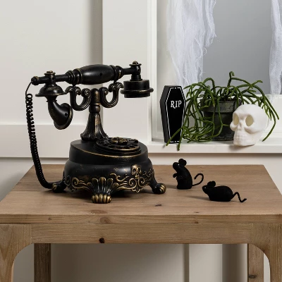 9" Animated Eerie Victorian Telephone Halloween Decorative Prop - Hyde And EEK! Boutique™: Indoor Skeleton Scene, Battery Operated 3 9" Animated Eerie Victorian Telephone Halloween Decorative Prop - Hyde And EEK! Boutique™: Indoor Skeleton Scene, Battery Operated