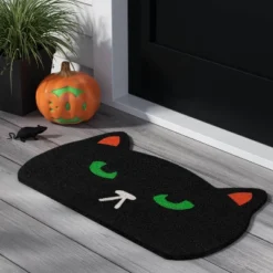 1'6"x2'6" Cat Coir Doormat Black - Hyde And EEK! Boutique™
