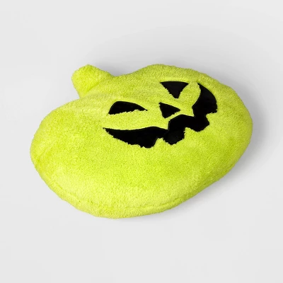 Pumpkin Shaped Halloween Faux Shearling Pillow Green - Hyde And EEK! Boutique™: Indoor Decorative, Oval 4 Pumpkin Shaped Halloween Faux Shearling Pillow Green - Hyde And EEK! Boutique™: Indoor Decorative, Oval - Image 2