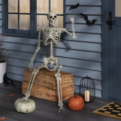 60" Poseable Bone Skeleton Halloween Decorative Prop Off-White - Hyde And EEK! Boutique™