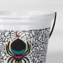 8" Glow In The Dark Spider Halloween Plastic Trick Or Treat Pail White - Hyde And EEK! Boutique™ -Hyde and EEK Shop GUEST 81c8ad10 a417 4141 ac31 8aba0c68afaa