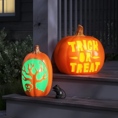 16" Lit Pumpkin Creepy Tree With Timer Full Blow Mold Halloween Decorative Prop - Hyde And EEK! Boutique™ 3 16" Lit Pumpkin Creepy Tree With Timer Full Blow Mold Halloween Decorative Prop - Hyde And EEK! Boutique™