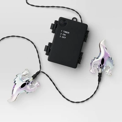 20ct LED Battery Operated Iridescent Ghost Halloween Indoor Outdoor Novelty String Lights Black/White - Hyde And EEK! Boutique™ 5 20ct LED Battery Operated Iridescent Ghost Halloween Indoor Outdoor Novelty String Lights Black/White - Hyde And EEK! Boutique™ - Image 3