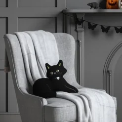 13"x13.5" Cat Novelty Shaped Throw Pillow Black - Hyde And EEK! Boutique™