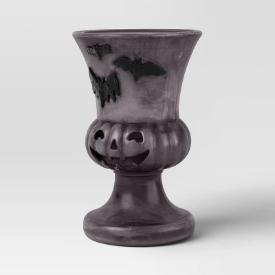 17" Textured Pumpkin Urn Bat Style Halloween Decorative Prop Gray - Hyde And EEK! Boutique™ 4 17" Textured Pumpkin Urn Bat Style Halloween Decorative Prop Gray - Hyde And EEK! Boutique™ - Image 2