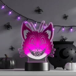Lit Acrylic Cat Figurine - Hyde And EEK! Boutique™ Neon Purple