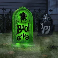 21" 'Boo!' Plastic Glow Tombstones Halloween Decorative Prop Neon Green - Hyde And EEK! Boutique™
