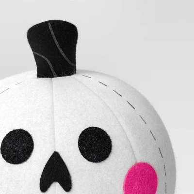 Fabric Pumpkin And Skull Figurine - Hyde And EEK! Boutique™ White 4 Fabric Pumpkin And Skull Figurine - Hyde And EEK! Boutique™ White - Image 2