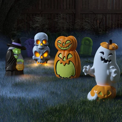 22.5" Light And Sound Stacked Skulls Outdoor Halloween Decorative Prop - Hyde And EEK! Boutique™ 3 22.5" Light And Sound Stacked Skulls Outdoor Halloween Decorative Prop - Hyde And EEK! Boutique™