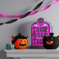 Fabric Pumpkin And Werewolf Figurine - Hyde And EEK! Boutique™ Orange