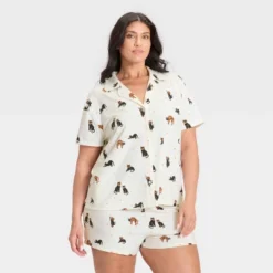 Women's Halloween Short Sleeve Notch Collar Shirt And Shorts Pajama Set - Hyde And EEK! Boutique™ -Hyde and EEK Shop GUEST cd552794 fdaf 4e55 bdf5 192ff07395e1