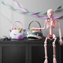 Halloween Shark Round Trick Or Treat Decorative Bling Basket - Hyde And EEK! Boutique™