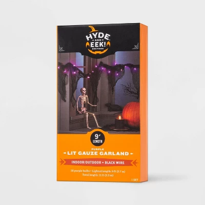 9' Incandescent Gauze Garland Halloween Purple String Lights - Hyde And EEK! Boutique™ 3 9' Incandescent Gauze Garland Halloween Purple String Lights - Hyde And EEK! Boutique™