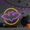 11" Lit Neon Moon And Bat Halloween Decorative Prop - Hyde And EEK! Boutique™ -Hyde and EEK Shop GUEST e32a7f7a d88f 42b7 82ad 22059d64e903