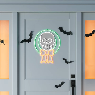 LED Wreath Faux Neon Sign Halloween Novelty Silhouette Lights Orange/White/Green - Hyde And EEK! Boutique™ 3 LED Wreath Faux Neon Sign Halloween Novelty Silhouette Lights Orange/White/Green - Hyde And EEK! Boutique™