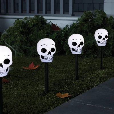 5ct Plastic Skeleton Halloween Novelty Pathway Lights With Cool White LEDs - Hyde And EEK! Boutique™: Outdoor Skeleton Decor, Battery Operated 3 5ct Plastic Skeleton Halloween Novelty Pathway Lights With Cool White LEDs - Hyde And EEK! Boutique™: Outdoor Skeleton Decor, Battery Operated